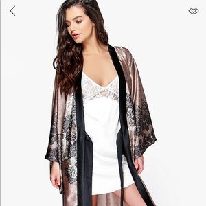 BooHoo satin maxi kimono night robe